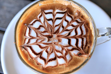Vintage latte art coffee