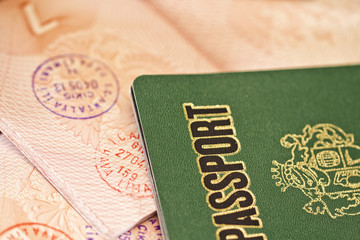Passport page with stamps