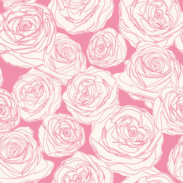 Vector pattern with pink roses