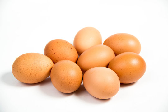 shall raw eggs On White Background.