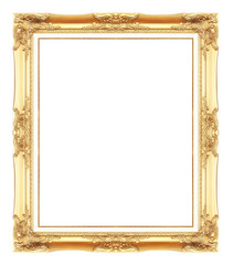 gold antique picture frames. Isolated on white background