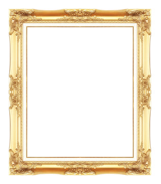 gold antique picture frames. Isolated on white background