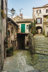 Solar ancient town and the streets of the beautiful Tuscany, Ita