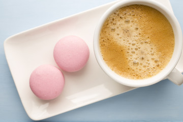 Coffee and macaroons.