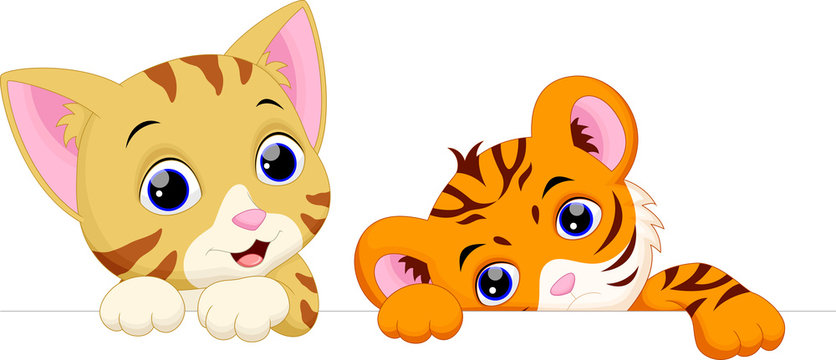 Cat and tiger cartoon
