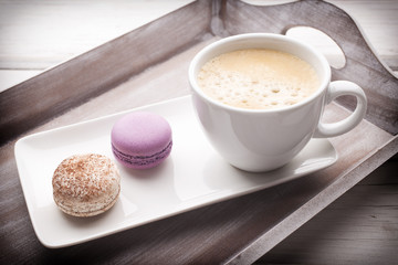 Coffee and macaroons.