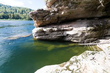 Summer mountain river. Altay river Biya.