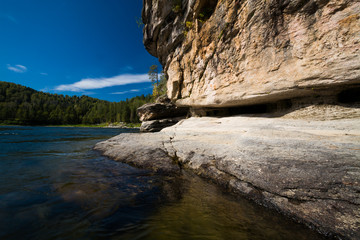 Summer mountain river. Altay river Biya.