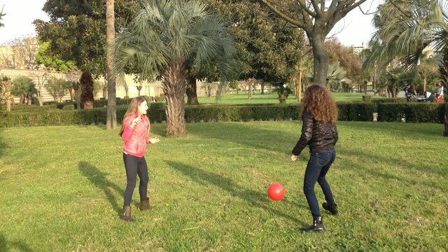 Ragazze giocano a pallavolo nel parco