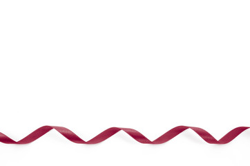 Frame of red ribbon on white background