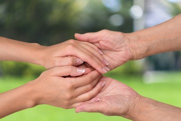 Human Hand. Old and young together