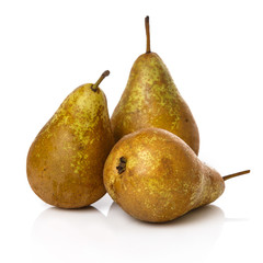 Fresh pears on white background
