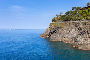 Fototapeta na wymiar Beautiful coastline of Ligurian Sea, Italy