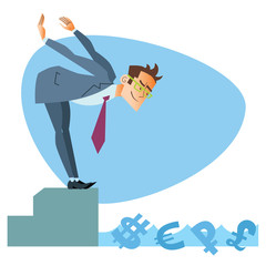 Businessman swimmer pool money business sports competition