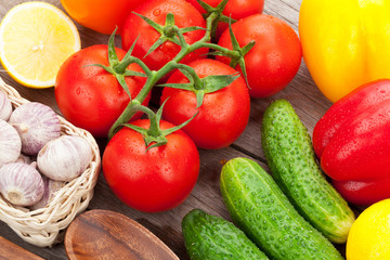 Fresh ripe vegetables closeup
