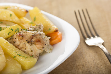 Roasted chicken with potatoes