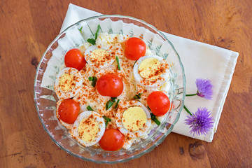 Potato Salad with tomatoes and egg slices