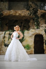 Young beautiful blonde model bride