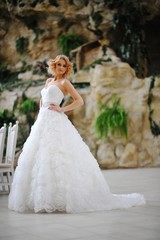 Young beautiful blonde model bride