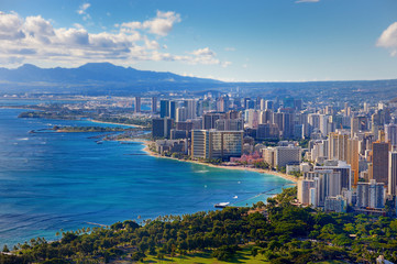 Spectacular view of Honolulu city, Oahu