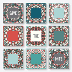 set of cards with kaleidoscope pattern
