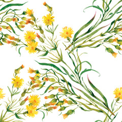 Seamless pattern of watercolor garden flowers