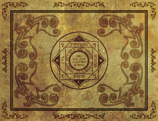 Fototapeta na wymiar Magical Mystic Sigil Symbol Design on Parchment