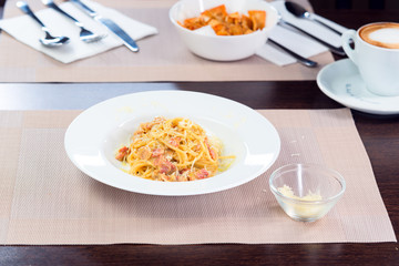 Italian pasta bolognese on a plate