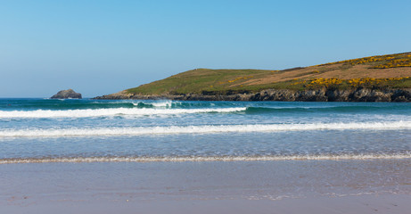 Fototapeta na wymiar Waves Crantock beach North Cornwall England UK near Newquay