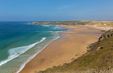 Holywell Bay coast Cornwall England UK near Newquay