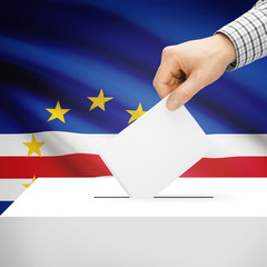 Ballot box with national flag on background - Cape Verde