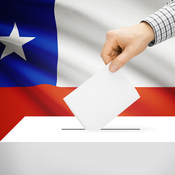 Ballot box with national flag on background - Chile