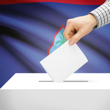 Ballot box with national flag on background - Guam