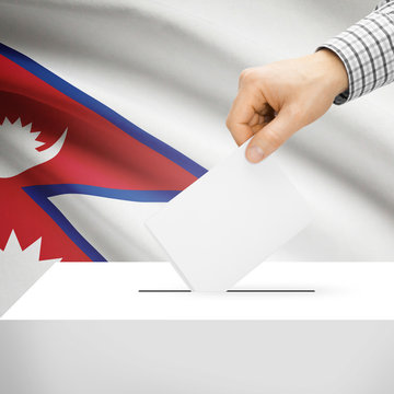 Ballot box with national flag on background - Nepal