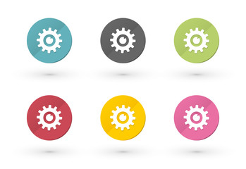 Gears icons in multiple colors