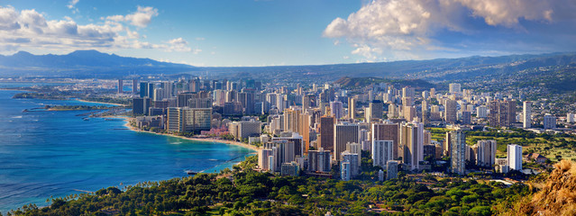 Obraz premium Spectacular view of Honolulu city, Oahu