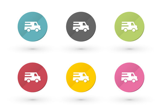 Icons car delivery in multiple colors
