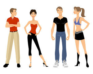 Fototapeta premium Four teenagers set