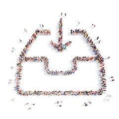 People in the form of arrows.