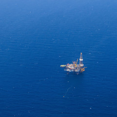 Aerial View of Offshore Jack Up Drilling Rig