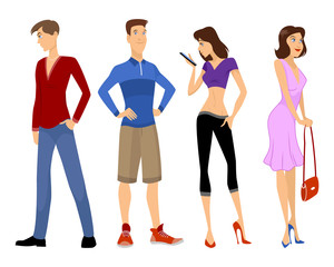 Fototapeta premium Four teenagers set