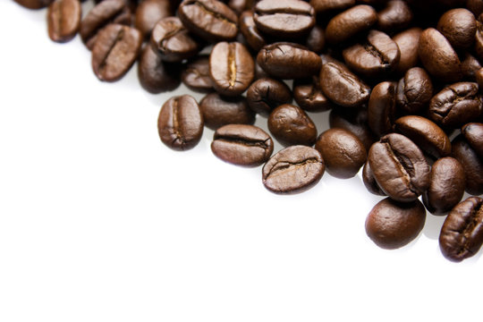 coffee beans on the white background