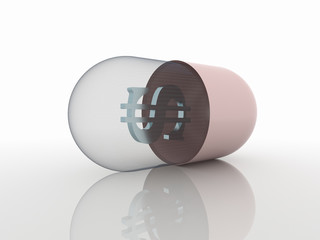 Money and Medicine Pill 3D Concept Background and Symbol