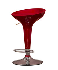 Modern red metallic chair isolated over a white background