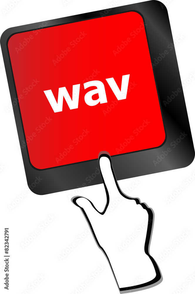 Poster wav word on keyboard keys button vector