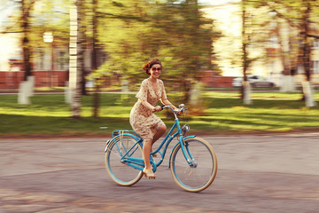 girl on bike sunset summer sun