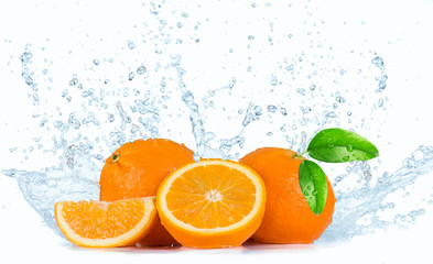 Plakat Oranges with Water splashes