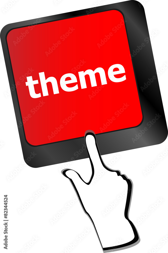 Poster theme button on computer keyboard keys, business concept vector