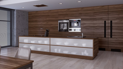 Интерьер кухни и гостиной комнаты