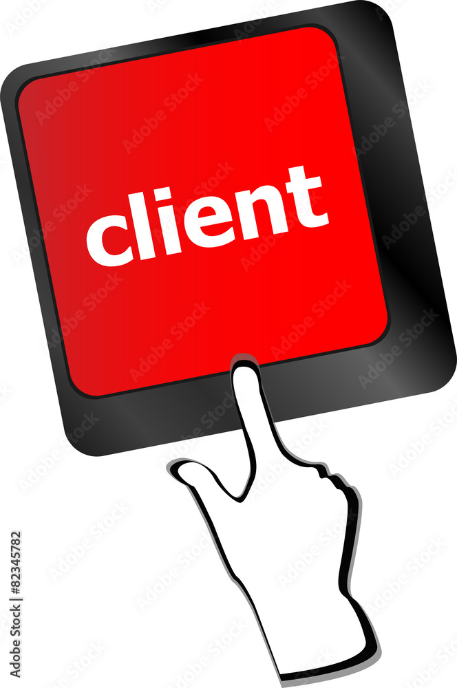 Poster button on modern computer keyboard with clients vector